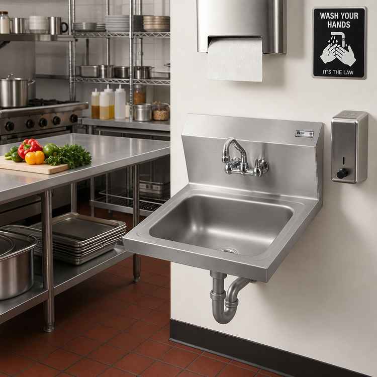 Product image #2 for Pro-Bowl Wall-Mount Stainless Steel Hand Sink with 14 x 10 x 5 Inch Bowl and 3-1/2 Inch Basket Drain