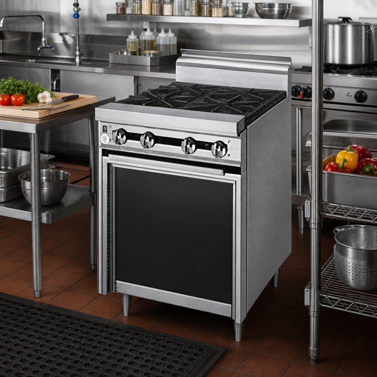 Product image #2 for Titan JTRH-4-A 24 Inch Heavy Duty Gas Range with 4 Open Burners and Cabinet Base