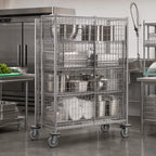 Thumbnail image #2 for Metro Super Erecta SEC56S-HD Heavy-Duty Mobile Wire Security Cage, Stainless Steel Finish, 63-1/2"W x 28-1/16"D x 62"H