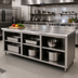 Thumbnail image #2 for Advance Tabco 84-Inch x 30-Inch 304 Stainless Steel Work Table with Open Front Cabinet Base, Mid-Shelf, and 5-Inch Backsplash