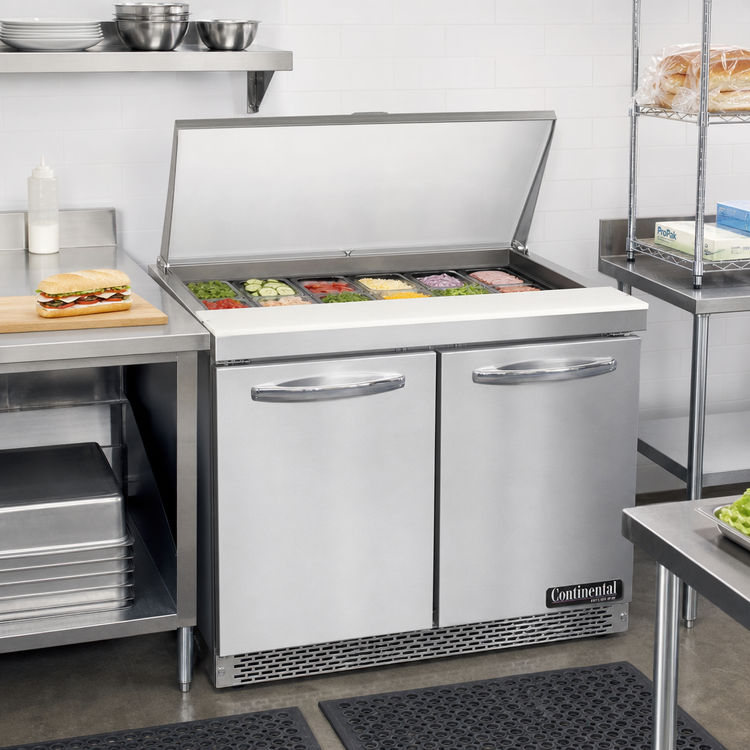 Product image #2 for Mighty Top SW36N15M-FB Two-Section 36" Refrigerated Sandwich Prep Table with 15 Pan Capacity