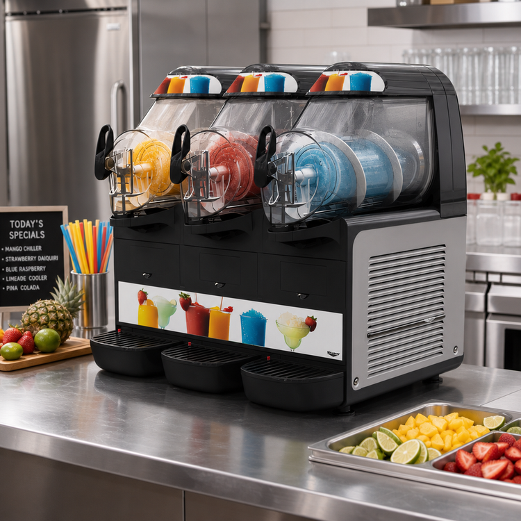 Product image #2 for Vollrath VCBA168-37 Three-Bowl Frozen Beverage and Granita Countertop Dispenser, 1.58-Gallon Bowls, 120V