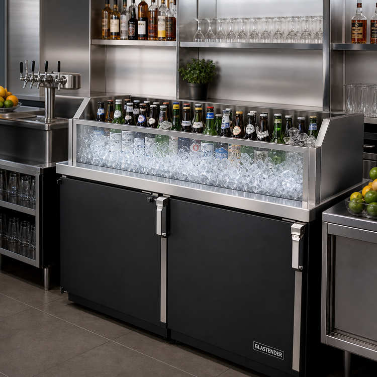 Product image #2 for Glastender 48-Inch Wide Glass Ice Display Unit for Back Bar Bottled Beverages