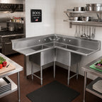 Thumbnail image #2 for John Boos Pro-Bowl 3PBCS24-2D30 3-Compartment Corner Sink with Dual 30-Inch Drainboards, 24-Inch Compartments, 16-Gauge 300-Series Stainless Steel