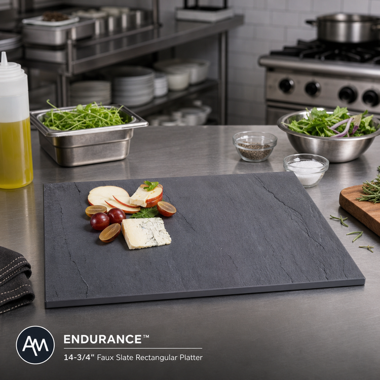 Product image #2 for American Metalcraft Endurance 14-3/4-Inch Rectangular Faux Slate Melamine Platter