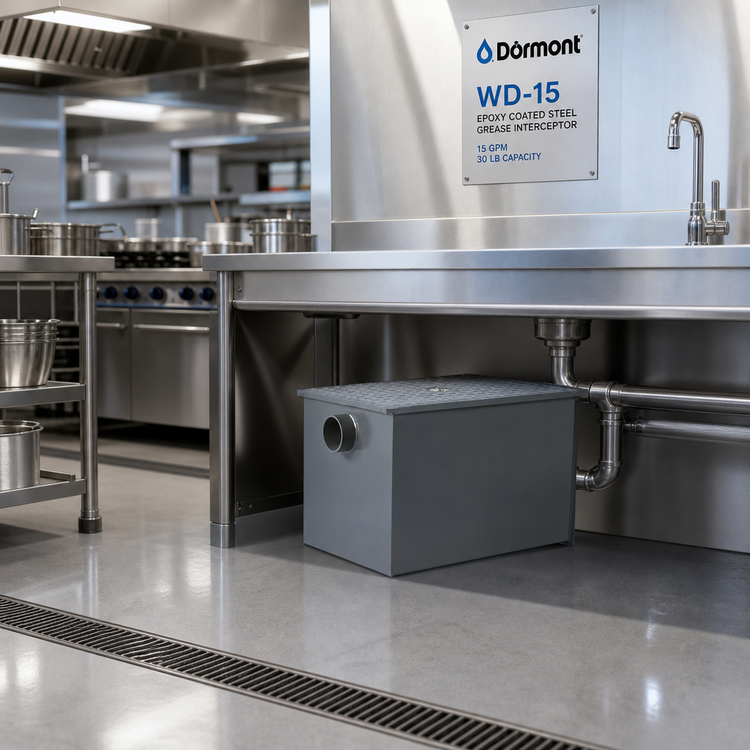 Product image #2 for Dormont WD-15 Epoxy Coated Steel Grease Interceptor, 15 GPM, 30 lb Capacity