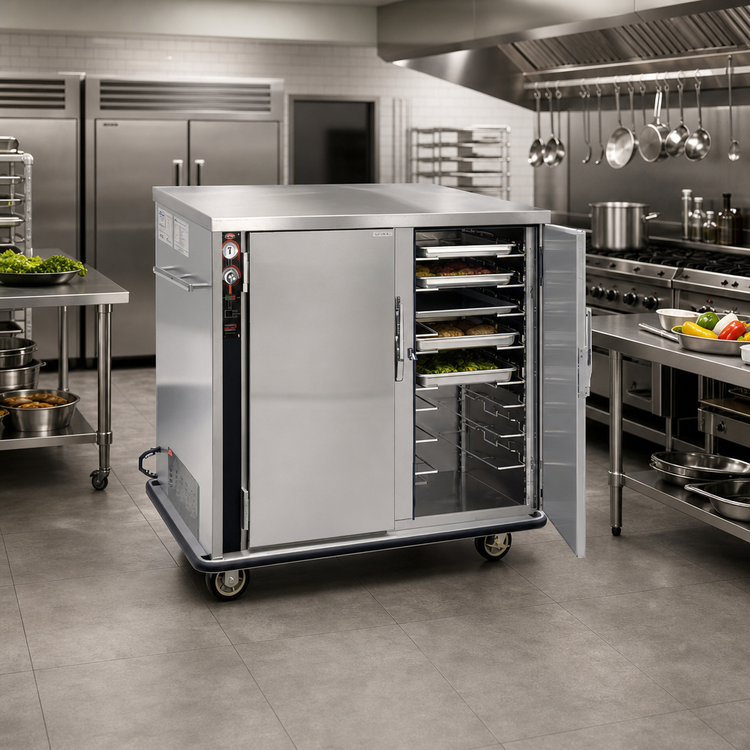 Product image #2 for FWE UHS-7-14 Mobile Humidified Heated Holding Cabinet, 14 Tray Slides, 2 Doors
