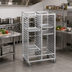 Thumbnail image #2 for Standard Series Double-Section Aluminum Cafeteria Tray Rack with 5-Inch Swivel Stem Casters, 36-Tray Capacity, 45 x 30 x 36 Inches