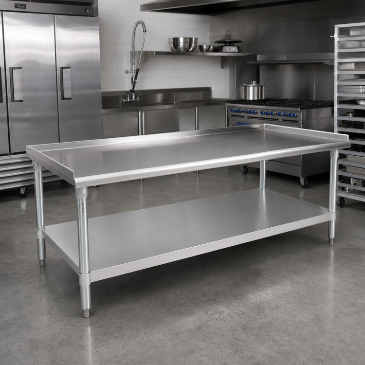 Product image #2 for John Boos 72"W x 36"D x 24"H Stainless Steel Equipment Stand with Adjustable Undershelf