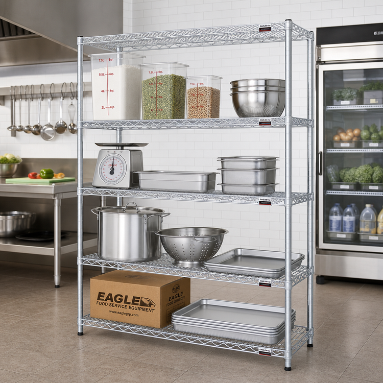 Product image #2 for EAGLEbrite 4-Tier Stationary Wire Shelving Starter Unit with QuadTruss, 42W x 21D x 63H, Zinc Finish