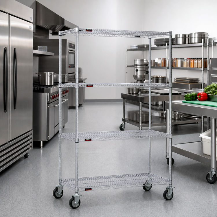 Product image #2 for EAGLEbrite 4-Tier 48" x 24" Open Wire Dolly Truck with Zinc Finish, 69-Inch High