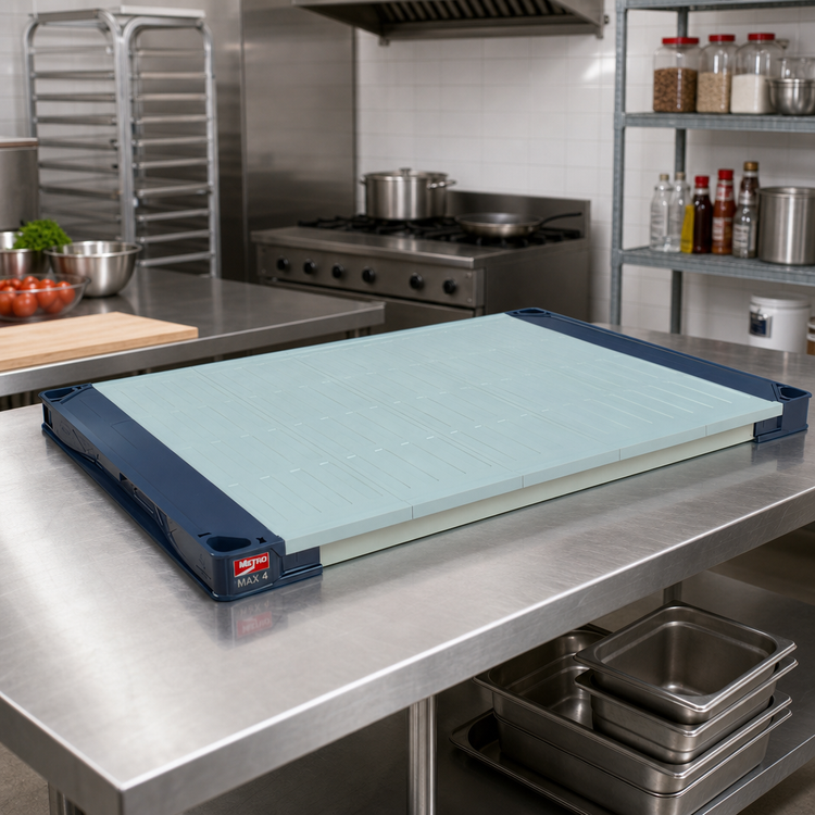 Product image #2 for MetroMax 4 Solid Polymer Shelf with Removable Polypropylene Mats, 54" x 18", Blue
