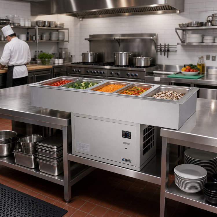 Product image #2 for Atlas Metal WCMX-5 5-Pan Full-Size Remote Refrigerated Cold Well Drop-In Unit