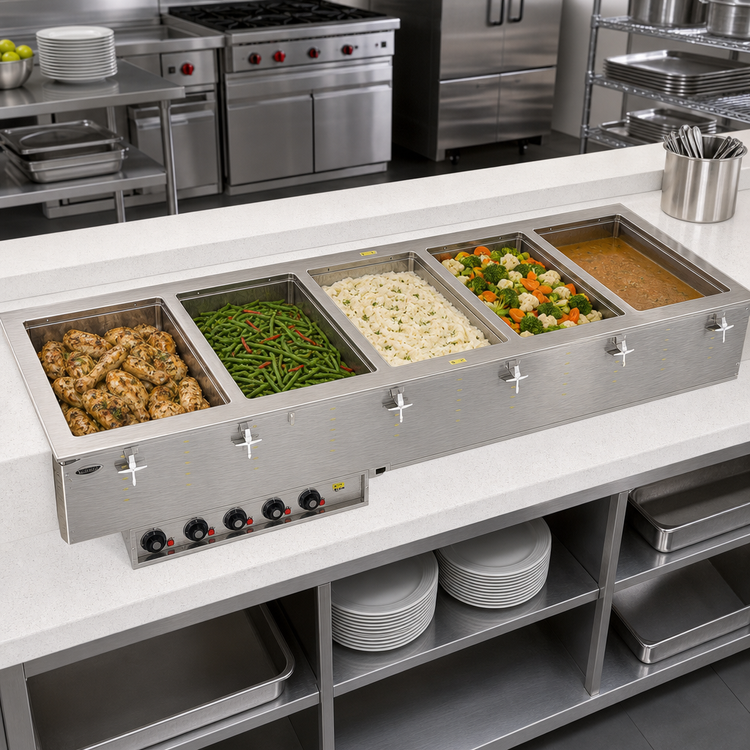 Product image #2 for Vollrath Five-Well Modular Drop-In Hot Food Well with Marine-Grade Stainless Steel Wells, Auto-Fill, Thermostatic Controls