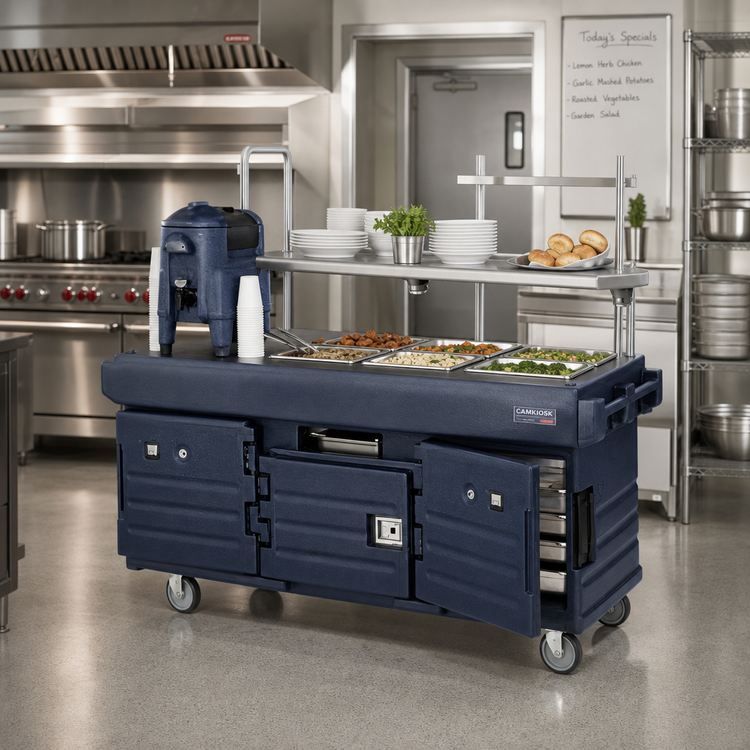 Product image #2 for Cambro CamKiosk 4-Pan-Well Insulated Food Cart, No Roof, Navy Blue
