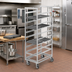 Thumbnail image #2 for Channel Stainless Steel Single-Section Cafeteria Tray Rack for 15 x 20 Trays, End Load, 20-Tray Capacity, 64-Inch High, with 5-Inch Swivel Stem Casters