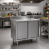 Thumbnail image #2 for Eagle Spec-Master Stainless Steel Enclosed Work Table with Sliding Doors, 96-Inch W x 30-Inch D, 4-1/2-Inch Backsplash