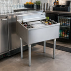 Thumbnail image #2 for Eagle Group 2200 Series B40CT-12D-22 40-Inch Underbar Cocktail Unit with 12-Inch Insulated Ice Bin, 8 Bottle Wells, Sliding Cover