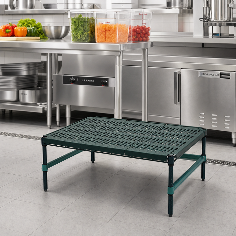 Product image #2 for QuadPlus Mobile Dunnage Rack with Louvered Polypropylene Mat, 36 x 21 x 14 Inches, 800 lb. Capacity