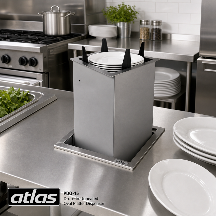 Product image #2 for Atlas Metal PDO-15 Drop-In Unheated Oval Platter Dispenser