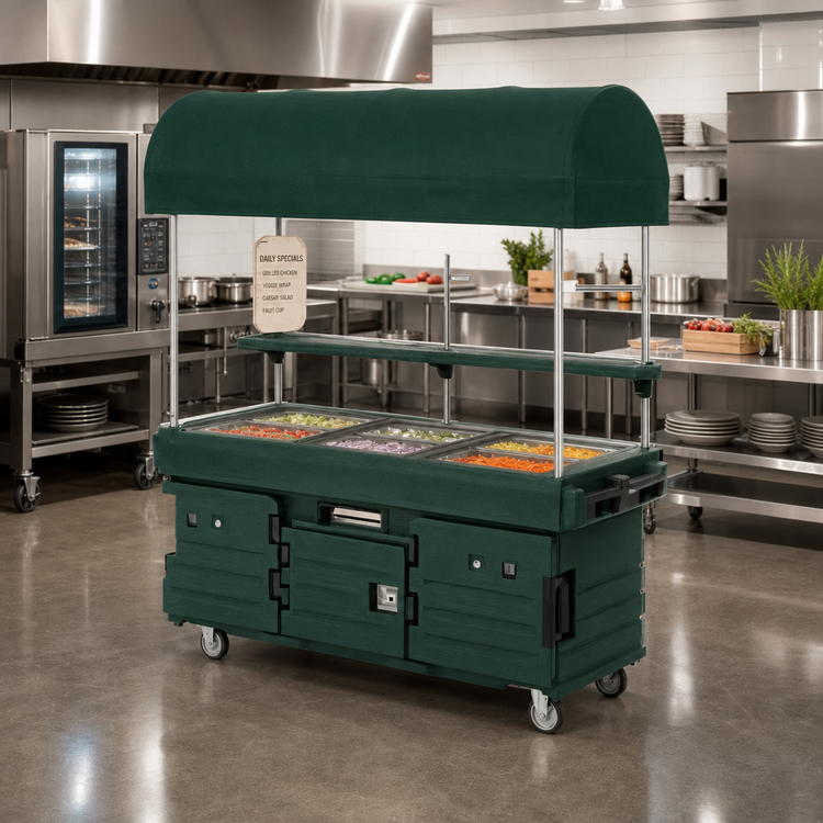 Product image #2 for Cambro CamKiosk Canopy Mobile Food Cart, 6 Pan Wells, Kentucky Green