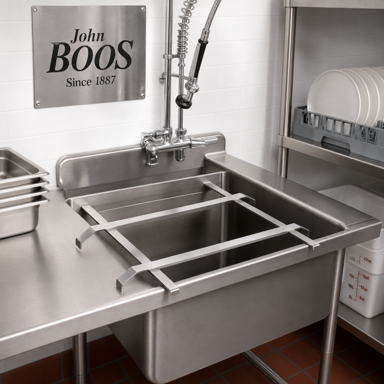 Product image #2 for John Boos Stainless Steel Dishtable Rack Slide for 20-Inch x 20-Inch Pre-Rinse Sink
