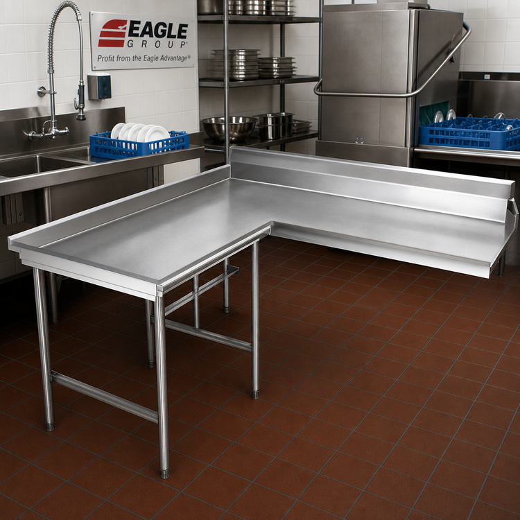 Product image #2 for Eagle Group 96-Inch Left-Hand Island Clean Dishtable, 16-Gauge Type 304 Stainless Steel