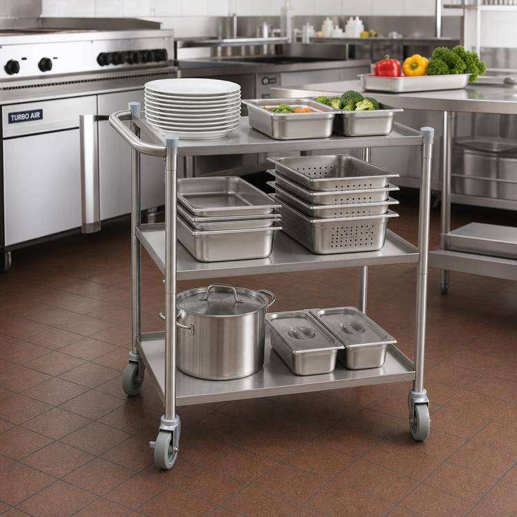 Product image #2 for Turbo Air 15 x 24-Inch 3-Shelf Stainless Steel Utility Bus Cart