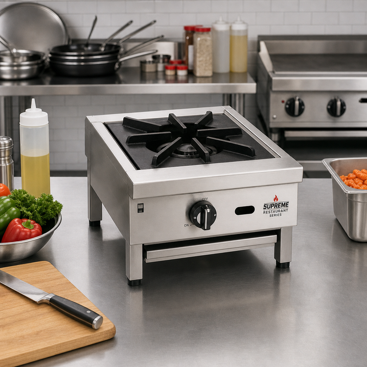 Product image #2 for Supreme Restaurant Series 12-Inch Countertop Gas Hot Plate with 1 Open Burner