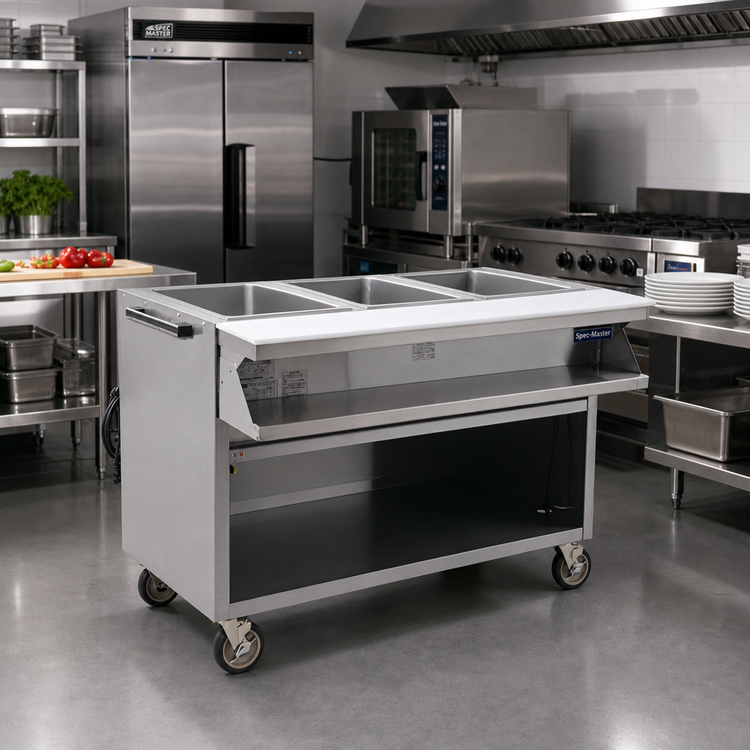 Product image #2 for Spec-Master SPHT4OB-240 4-Well Electric Mobile Sealed Well Hot Food Table with AutoFill