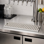 Thumbnail image #2 for Micro Matic DP-120D-16-P Surface Mount Stainless Steel Drip Tray with Perforated Grill, 16 x 5 x 3/4 Inches, 3-1/2-Inch Drain