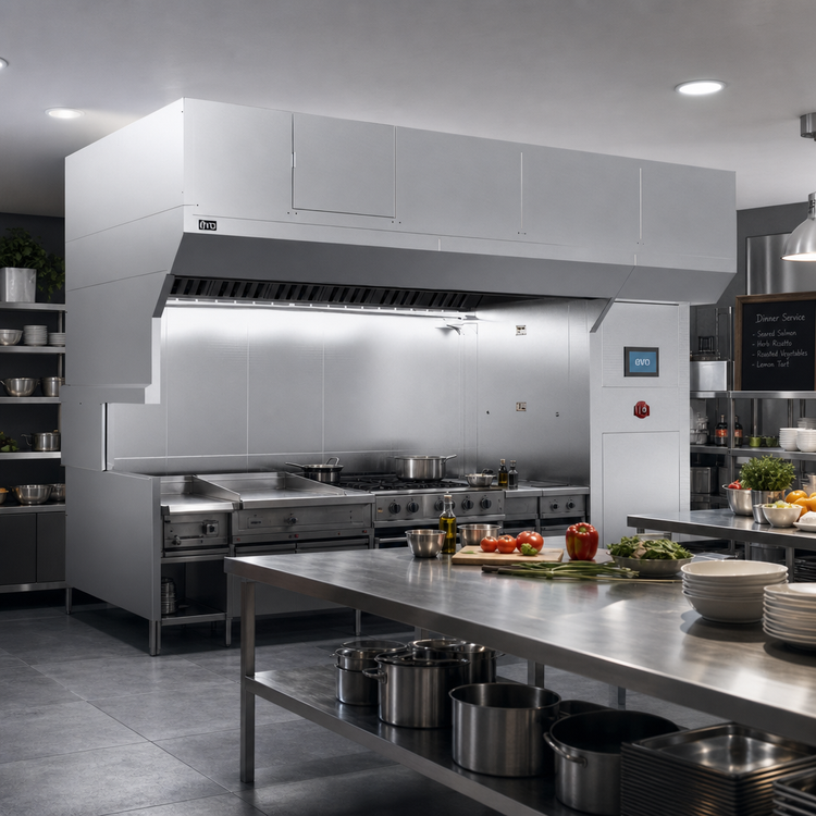 Product image #3 for Evo EVent Open Canopy Ventless Recirculating Commercial Kitchen Hood, 112" Cooking Zone