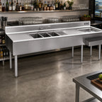 Thumbnail image #2 for Eagle Group 2200 Series BC10C-22R 120-Inch Underbar Combination Unit with 3-Compartment Sink, Dual Drainboards, Right Insulated Ice Bin
