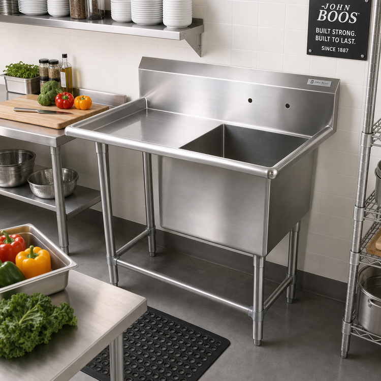 Product image #2 for John Boos Pro-Bowl Freestanding 1-Compartment Sink with Left Drainboard