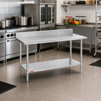 Thumbnail image #2 for Duke Manufacturing 314S-3048-5R 48 x 30 in Stainless Steel Work Table, 14-Gauge 300 Series Top, 5-Inch Riser, Undershelf