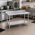 Thumbnail image #2 for Duke 30 x 48 Inch 14-Gauge 300 Series Stainless Steel Work Table with 5-Inch Riser and Stainless Undershelf