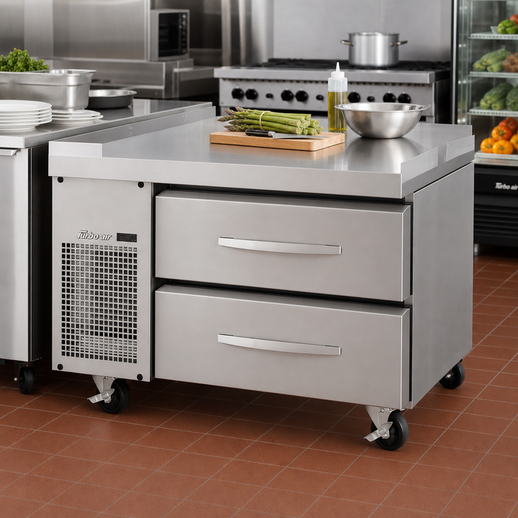 Product image #2 for Turbo Air PRO Series 36-Inch Chef Base Refrigerator with Stainless Steel Flat Top, 2 Drawers