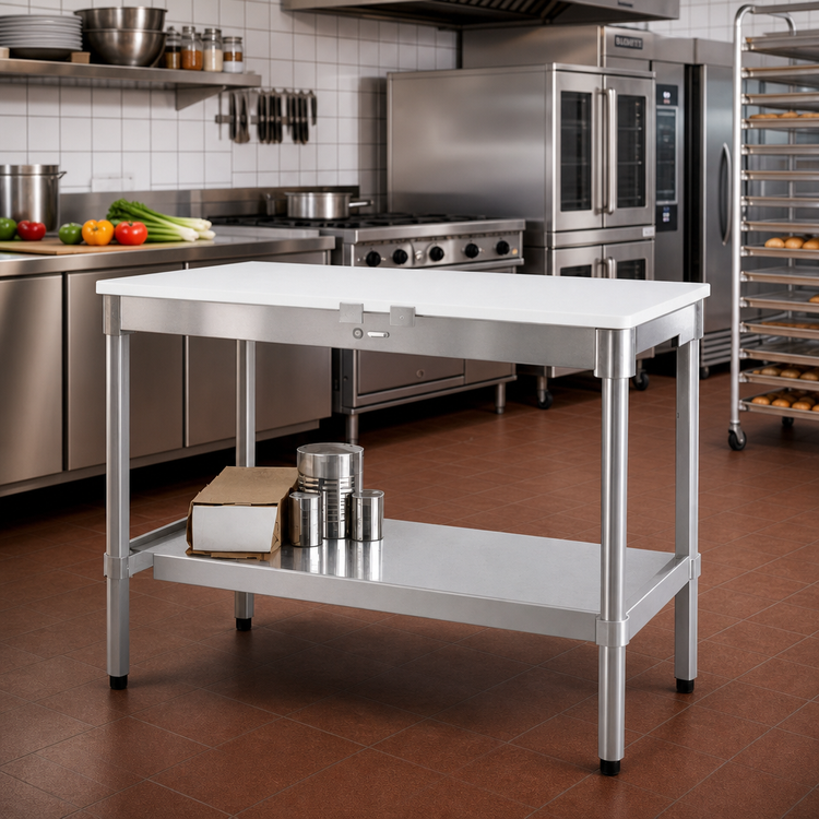 Product image #2 for New Age 48"W x 30"D Poly Top Work Table with Aluminum Open Base