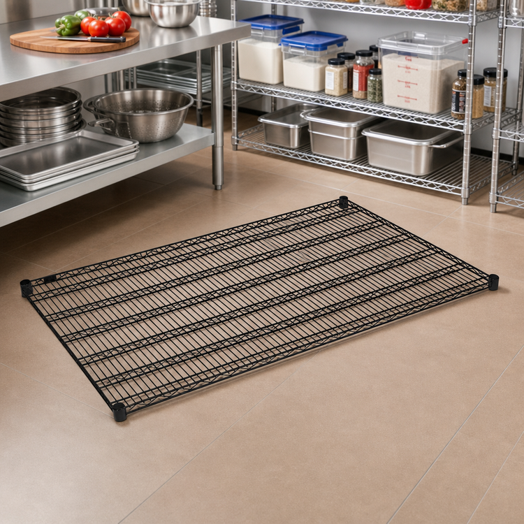 Product image #2 for Quantum 72"W x 36"D Black Epoxy Antimicrobial Wire Shelf, 600-800 lb Capacity