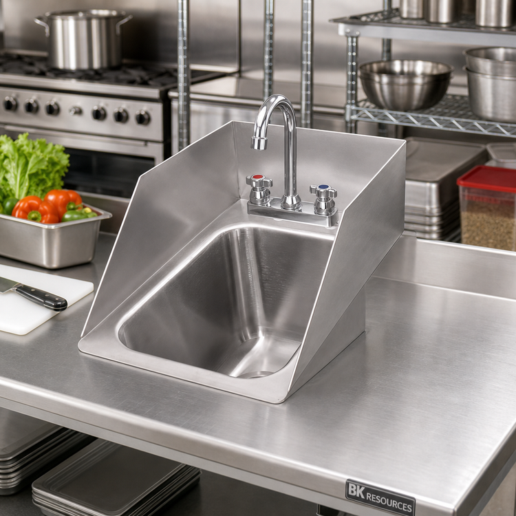 Product image #2 for BK Resources Deep Drawn 1-Compartment Drop-In Sink with 3-Sided Riser, 10" x 14" Bowl, Stainless Steel