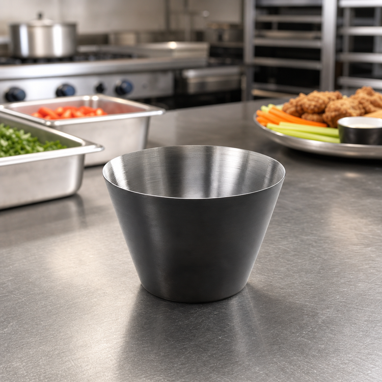 Product image #3 for American Metalcraft 4 oz Black Round Satin Stainless Steel Sauce Cup