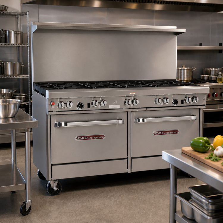 Product image #2 for Southbend Ultimate 60-Inch Commercial Gas Restaurant Range with 9 Open Burners, Standard Oven and Convection Oven