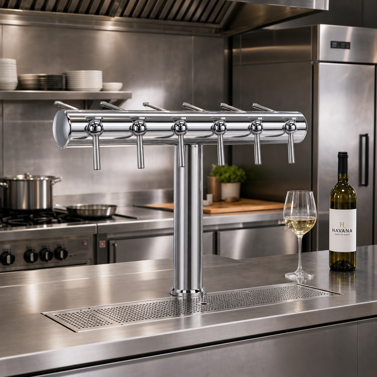 Product image #2 for Havana 6-Faucet Countertop Air-Cooled Wine Font with Chrome Finish