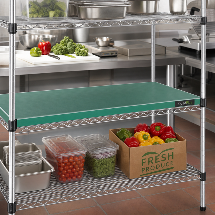 Product image #2 for QuadPlus 60 Inch x 18 Inch Solid Green Polymer Shelf Mat with Wire Quad-Adjust Frame