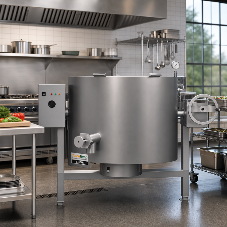 Product image #2 for AccuTemp Edge Series 40-Gallon Gas Tilting Steam Kettle, Full Jacket, 316 Stainless Steel Liner