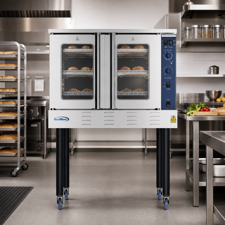 Product image #3 for KoolMore Full-Size Single-Deck Liquid Propane Commercial Convection Oven with Dual Glass Doors