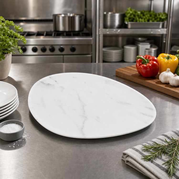 Product image #2 for Ridge 18-Inch Oblong Melamine Platter, White Marble, Matte Finish
