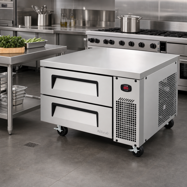 Product image #2 for Turbo Air Super Deluxe 36-Inch Stainless Steel Chef Base Refrigerator with 2 Drawers