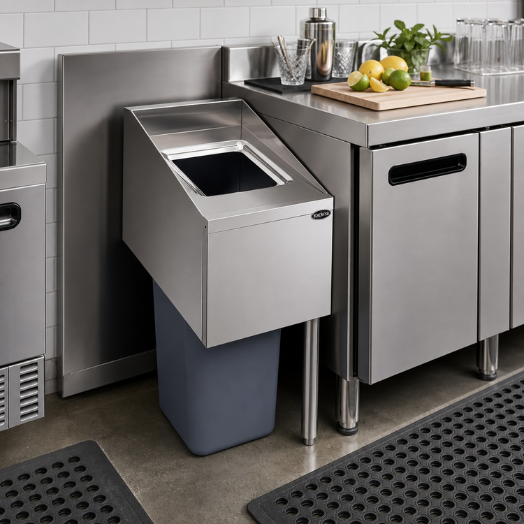 Product image #2 for Krowne Royal Series 14-Inch W x 24-Inch D Underbar Trash Station with Right Legs