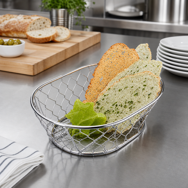 Product image #2 for American Metalcraft Oval Chrome-Plated Chicken-Wire Serving Basket